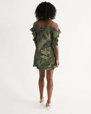 Forest Greens Women's Open Shoulder A-Line Dress