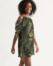 Forest Greens Women's Open Shoulder A-Line Dress